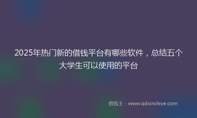 2025年热门新的借钱平台有哪些软件，总结五个大学生可以使用的平台