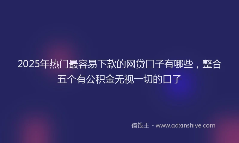 2025年热门最容易下款的网贷口子有哪些，整合五个有公积金无视一切的口子