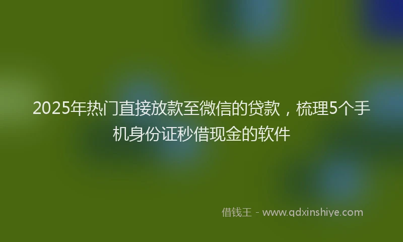 2025年热门直接放款至微信的贷款，梳理5个手机身份证秒借现金的软件