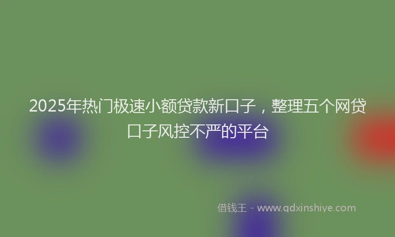2025年热门极速小额贷款新口子，整理五个网贷口子风控不严的平台