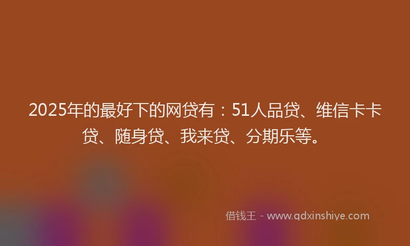 2025年的最好下的网贷有：51人品贷、维信卡卡贷、随身贷、我来贷、分期乐等。