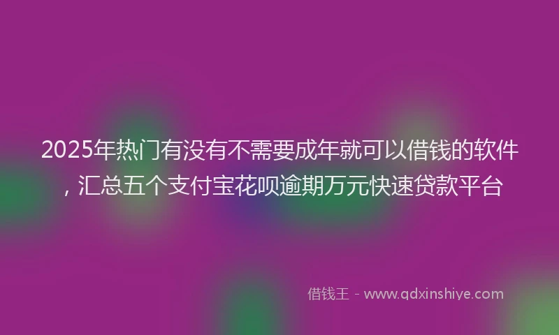 2025年热门有没有不需要成年就可以借钱的软件，汇总五个支付宝花呗逾期万元快速贷款平台