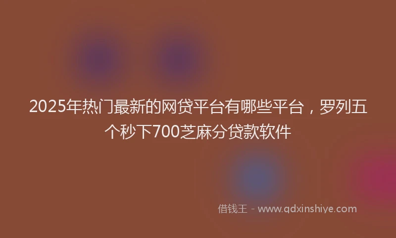 2025年热门最新的网贷平台有哪些平台，罗列五个秒下700芝麻分贷款软件