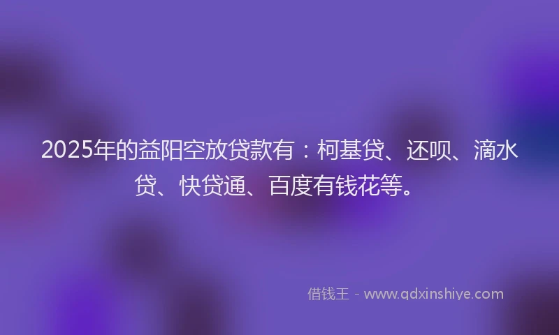 2025年的益阳空放贷款有：柯基贷、还呗、滴水贷、快贷通、百度有钱花等。