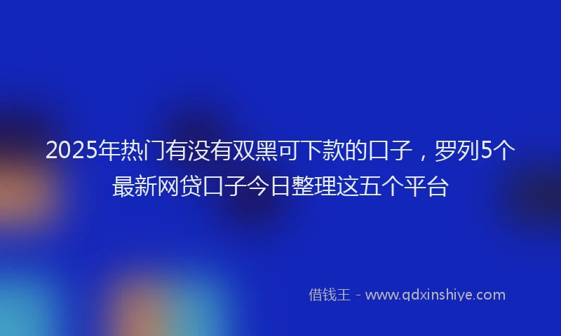 2025年热门有没有双黑可下款的口子，罗列5个最新网贷口子今日整理这五个平台