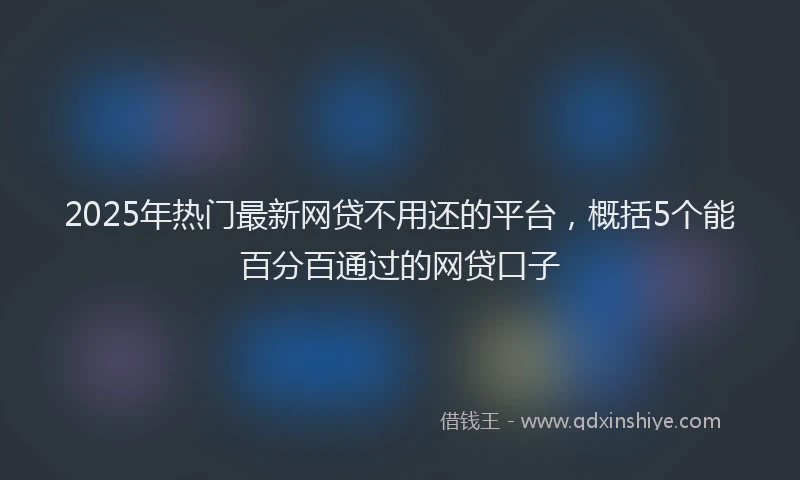 2025年热门最新网贷不用还的平台，概括5个能百分百通过的网贷口子