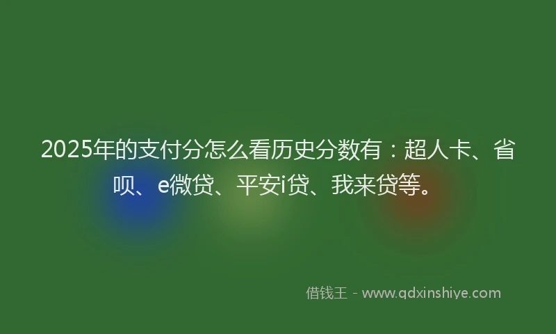 2025年的支付分怎么看历史分数有：超人卡、省呗、e微贷、平安i贷、我来贷等。