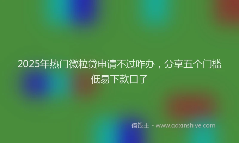 2025年热门微粒贷申请不过咋办，分享五个门槛低易下款口子