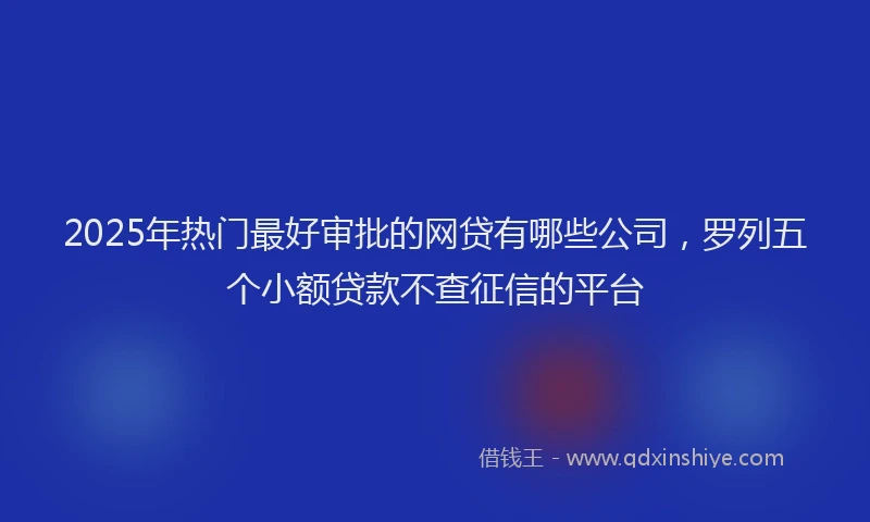 2025年热门最好审批的网贷有哪些公司，罗列五个小额贷款不查征信的平台