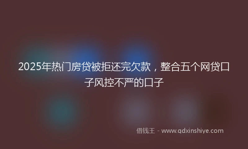 2025年热门房贷被拒还完欠款，整合五个网贷口子风控不严的口子