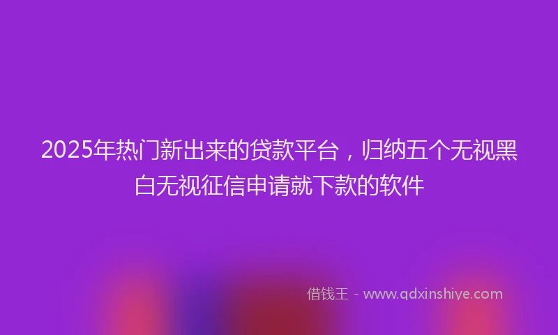 2025年热门新出来的贷款平台，归纳五个无视黑白无视征信申请就下款的软件