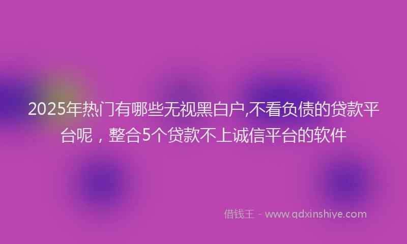 2025年热门有哪些无视黑白户,不看负债的贷款平台呢，整合5个贷款不上诚信平台的软件