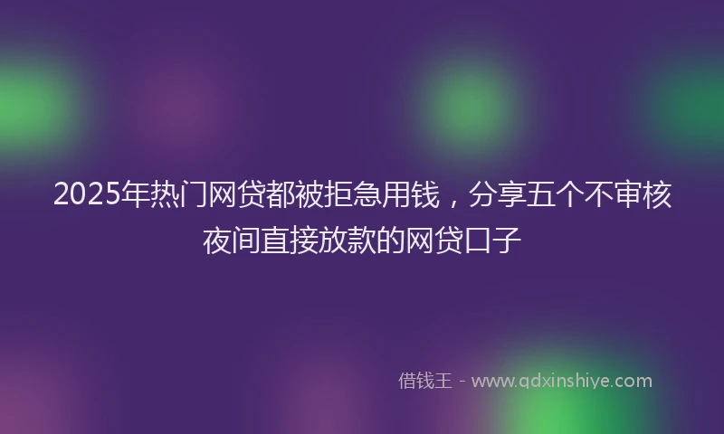 2025年热门网贷都被拒急用钱，分享五个不审核夜间直接放款的网贷口子