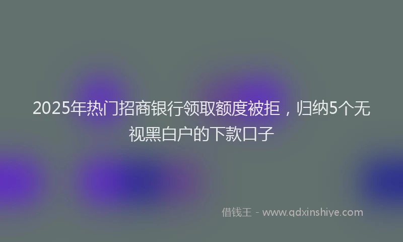 2025年热门招商银行领取额度被拒，归纳5个无视黑白户的下款口子