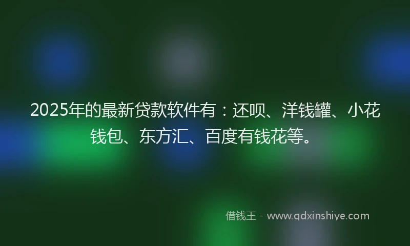 2025年的最新贷款软件有：还呗、洋钱罐、小花钱包、东方汇、百度有钱花等。