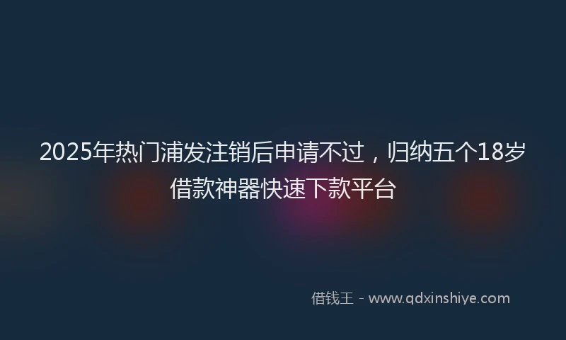 2025年热门浦发注销后申请不过，归纳五个18岁借款神器快速下款平台