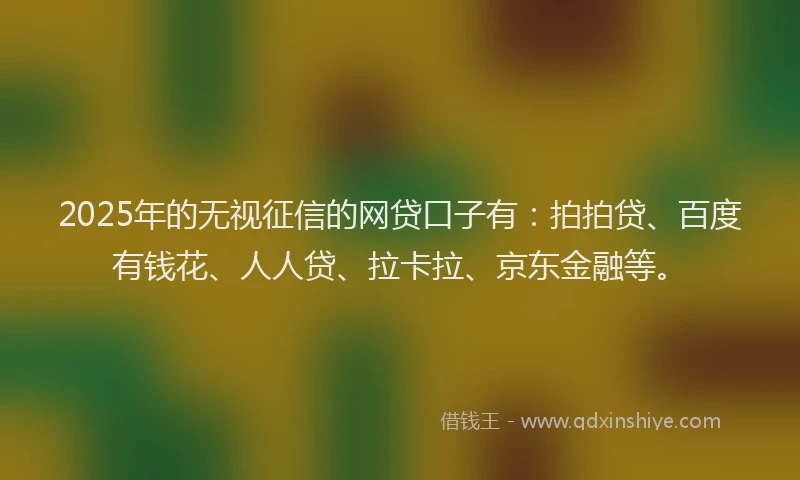 2025年的无视征信的网贷口子有：拍拍贷、百度有钱花、人人贷、拉卡拉、京东金融等。
