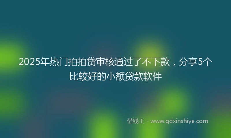 2025年热门拍拍贷审核通过了不下款，分享5个比较好的小额贷款软件