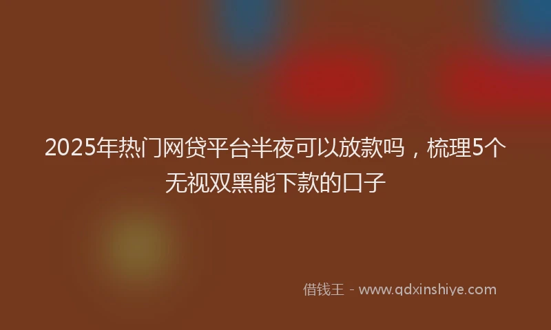 2025年热门网贷平台半夜可以放款吗，梳理5个无视双黑能下款的口子