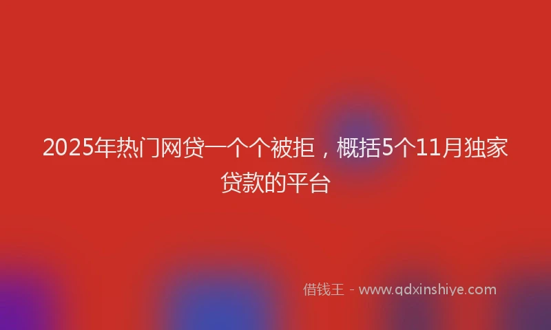 2025年热门网贷一个个被拒，概括5个11月独家贷款的平台