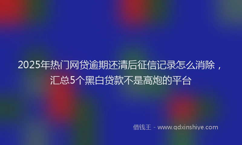 2025年热门网贷逾期还清后征信记录怎么消除，汇总5个黑白贷款不是高炮的平台