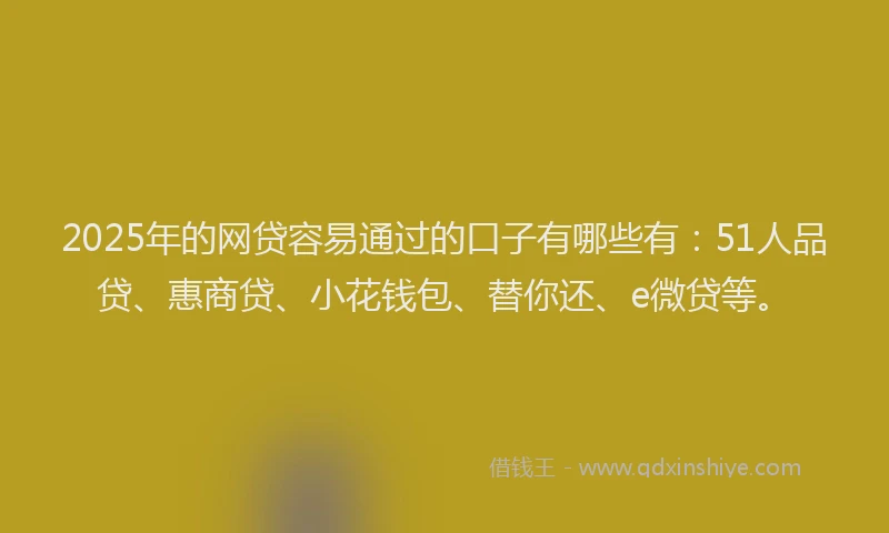 2025年的网贷容易通过的口子有哪些有：51人品贷、惠商贷、小花钱包、替你还、e微贷等。