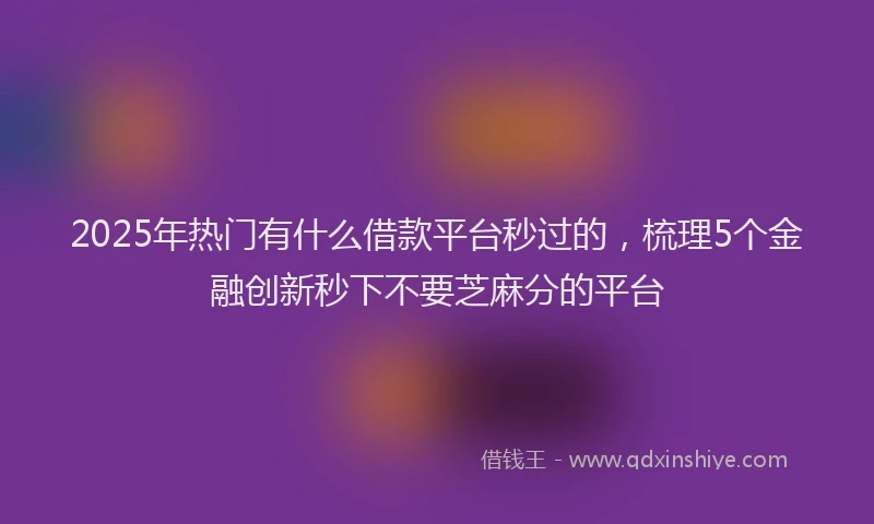 2025年热门有什么借款平台秒过的，梳理5个金融创新秒下不要芝麻分的平台