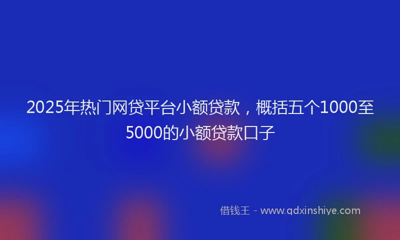 2025年热门网贷平台小额贷款，概括五个1000至5000的小额贷款口子