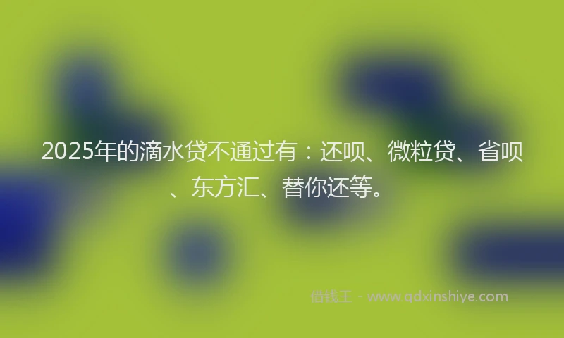 2025年的滴水贷不通过有：还呗、微粒贷、省呗、东方汇、替你还等。