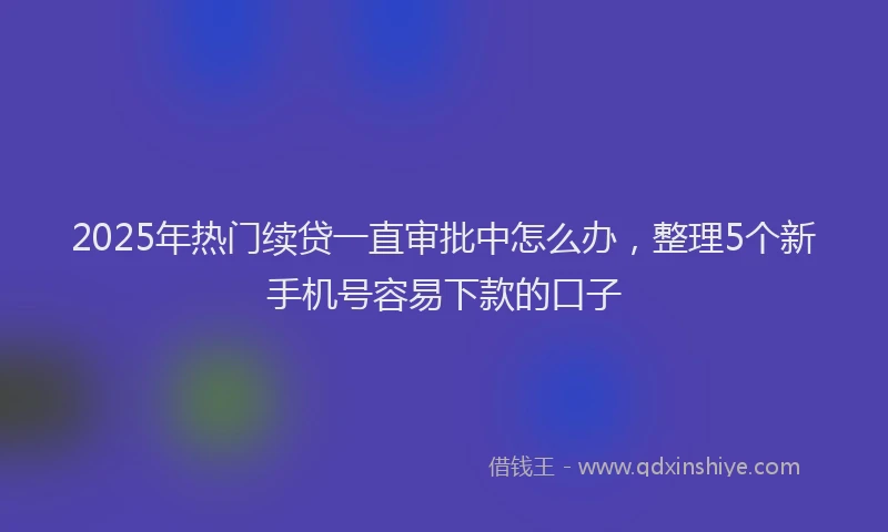 2025年热门续贷一直审批中怎么办，整理5个新手机号容易下款的口子