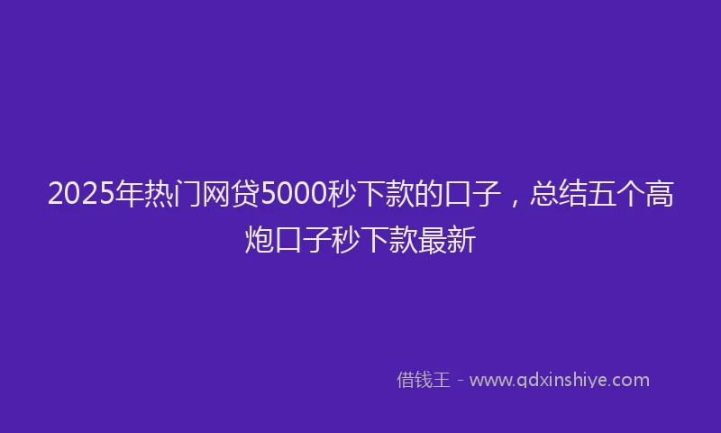 2025年热门网贷5000秒下款的口子，总结五个高炮口子秒下款最新