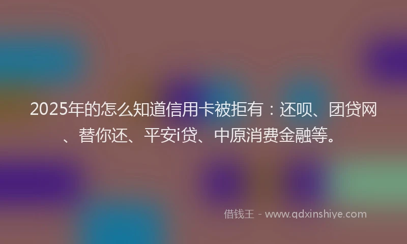 2025年的怎么知道信用卡被拒有：还呗、团贷网、替你还、平安i贷、中原消费金融等。