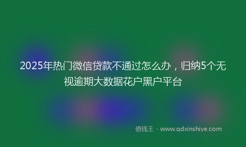 2025年热门微信贷款不通过怎么办，归纳5个无视逾期大数据花户黑户平台