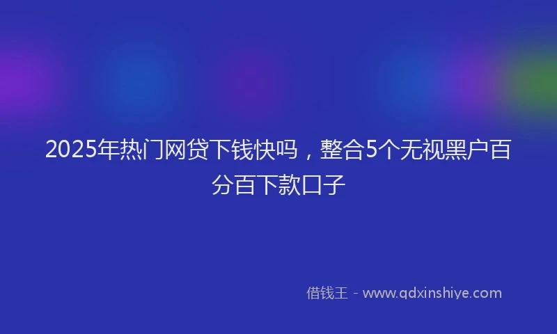 2025年热门网贷下钱快吗，整合5个无视黑户百分百下款口子