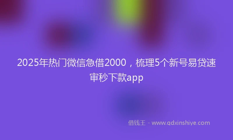 2025年热门微信急借2000，梳理5个新号易贷速审秒下款app