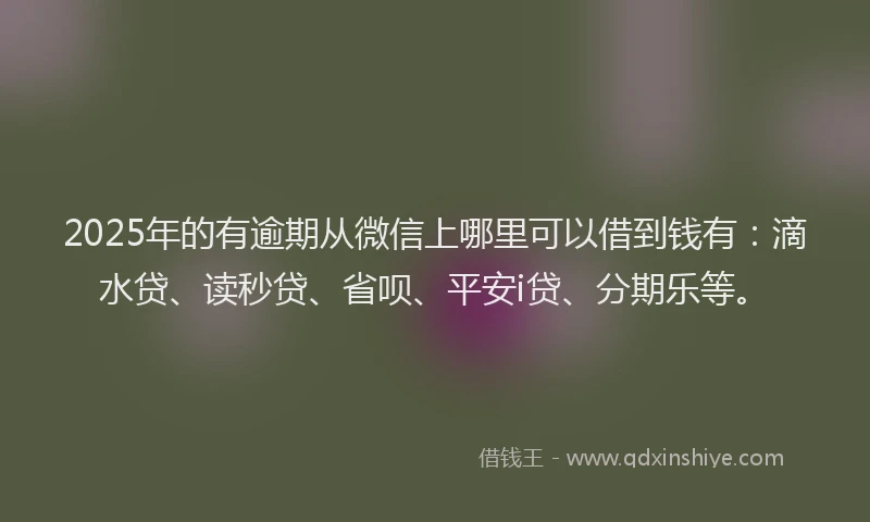 2025年的有逾期从微信上哪里可以借到钱有：滴水贷、读秒贷、省呗、平安i贷、分期乐等。