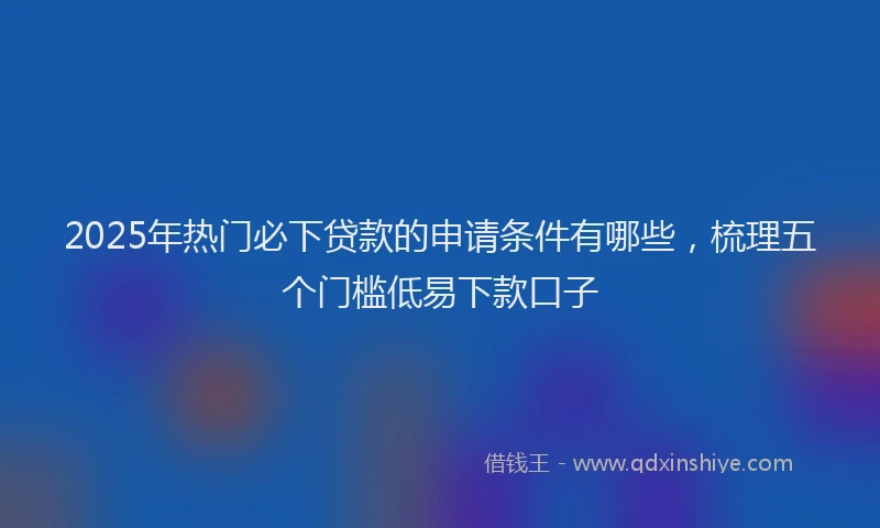 2025年热门必下贷款的申请条件有哪些，梳理五个门槛低易下款口子