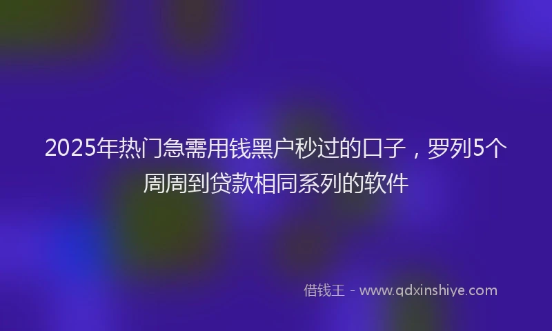 2025年热门急需用钱黑户秒过的口子，罗列5个周周到贷款相同系列的软件
