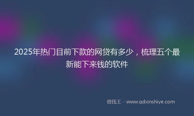 2025年热门目前下款的网贷有多少，梳理五个最新能下来钱的软件