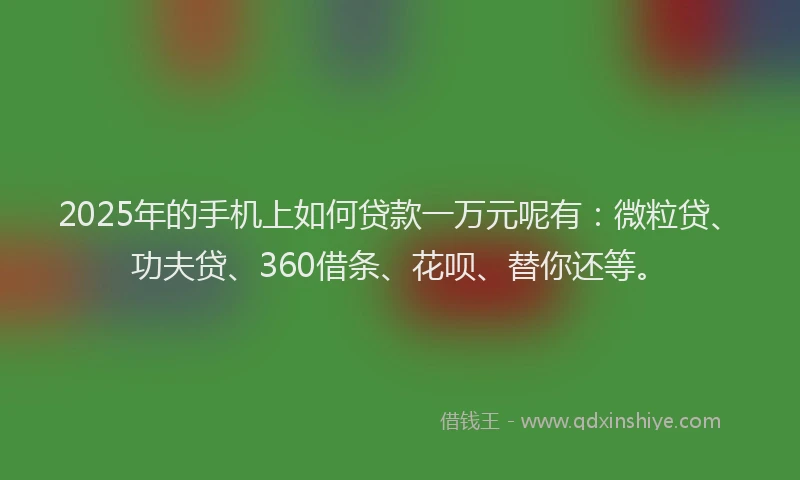 2025年的手机上如何贷款一万元呢有：微粒贷、功夫贷、360借条、花呗、替你还等。