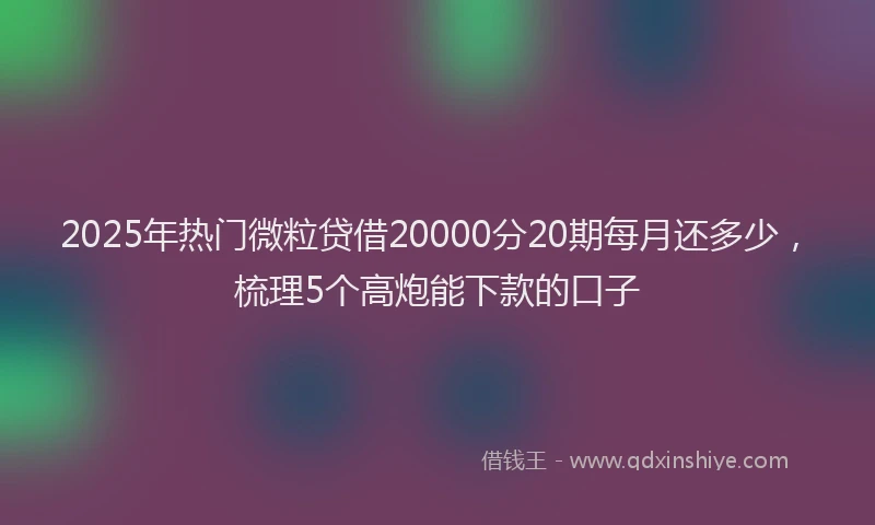 2025年热门微粒贷借20000分20期每月还多少，梳理5个高炮能下款的口子