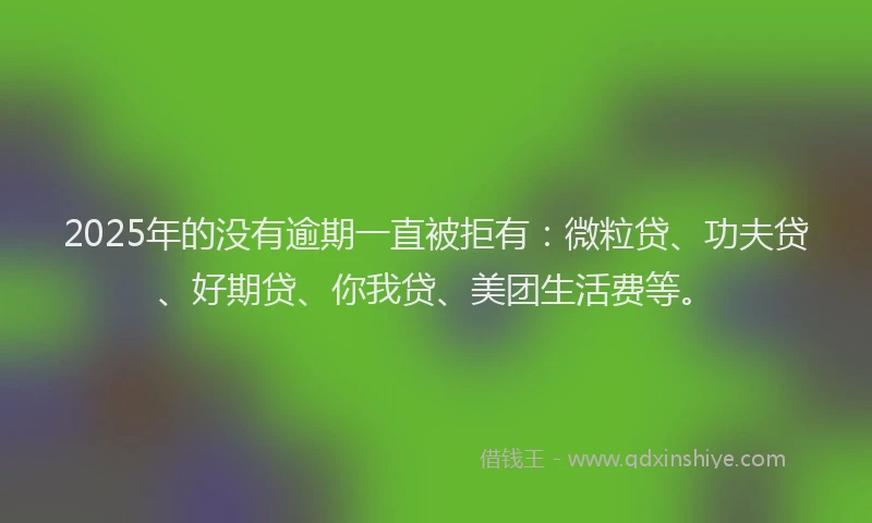 2025年的没有逾期一直被拒有：微粒贷、功夫贷、好期贷、你我贷、美团生活费等。
