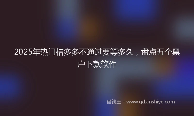 2025年热门桔多多不通过要等多久，盘点五个黑户下款软件