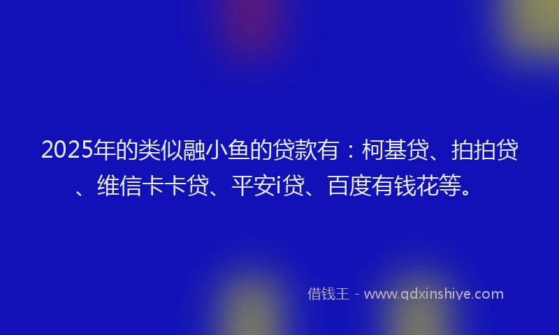 2025年的类似融小鱼的贷款有：柯基贷、拍拍贷、维信卡卡贷、平安i贷、百度有钱花等。