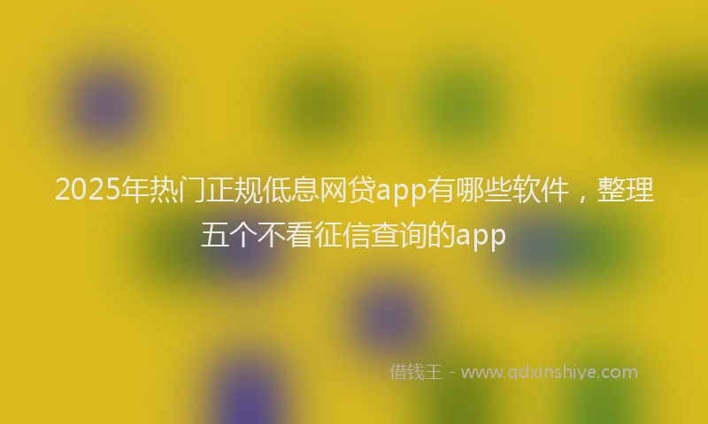 2025年热门正规低息网贷app有哪些软件，整理五个不看征信查询的app