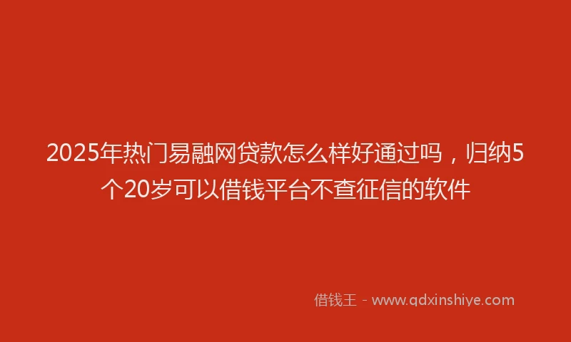 2025年热门易融网贷款怎么样好通过吗，归纳5个20岁可以借钱平台不查征信的软件