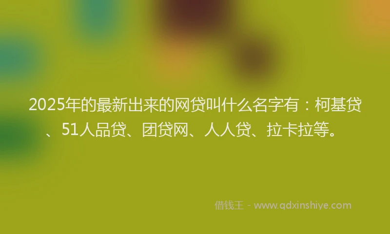 2025年的最新出来的网贷叫什么名字有：柯基贷、51人品贷、团贷网、人人贷、拉卡拉等。