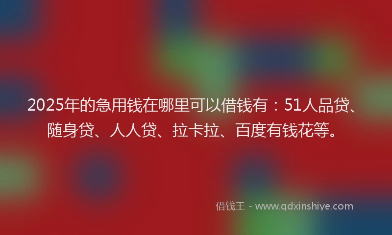 2025年的急用钱在哪里可以借钱有：51人品贷、随身贷、人人贷、拉卡拉、百度有钱花等。