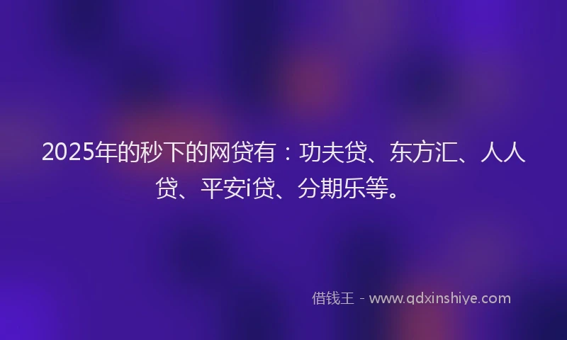 2025年的秒下的网贷有：功夫贷、东方汇、人人贷、平安i贷、分期乐等。