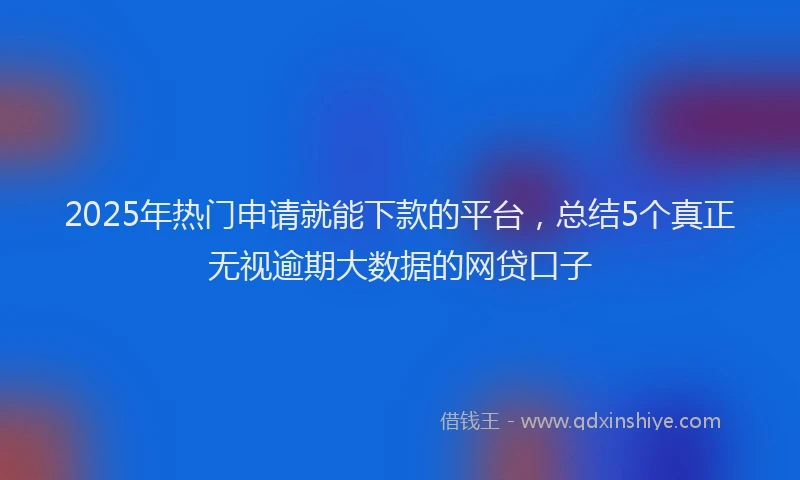 2025年热门申请就能下款的平台，总结5个真正无视逾期大数据的网贷口子